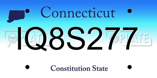 IQ8S277 Connecticut License Plate