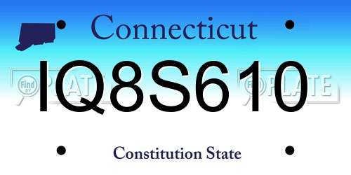 IQ8S610 Connecticut License Plate