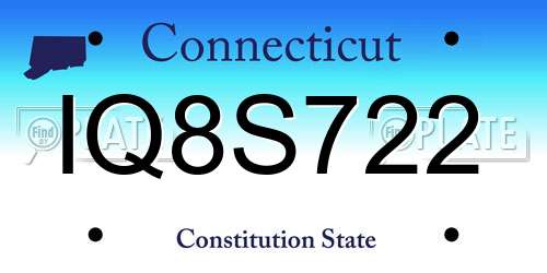 IQ8S722 Connecticut License Plate