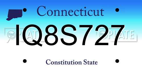 IQ8S727 Connecticut License Plate