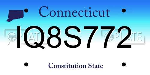 IQ8S772 Connecticut License Plate