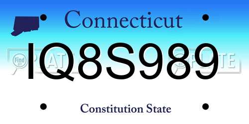 IQ8S989 Connecticut License Plate