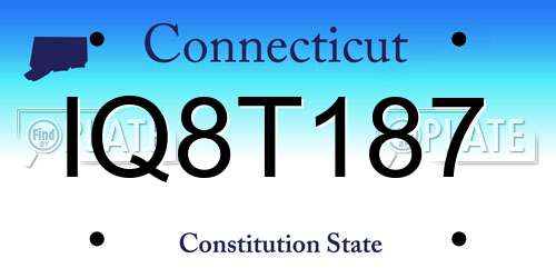 IQ8T187 Connecticut License Plate