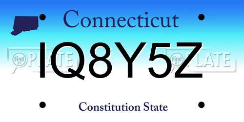 IQ8Y5Z Connecticut License Plate