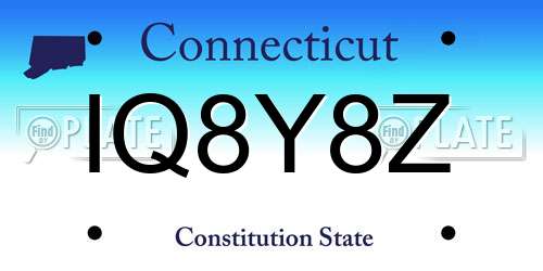 IQ8Y8Z Connecticut License Plate
