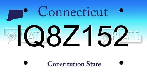 IQ8Z152 Connecticut License Plate