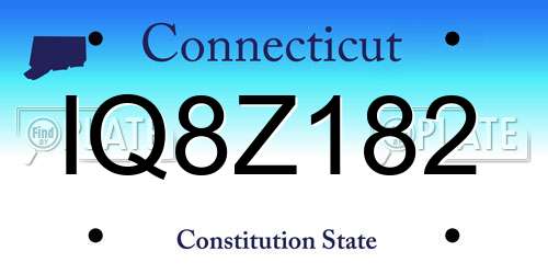 IQ8Z182 Connecticut License Plate