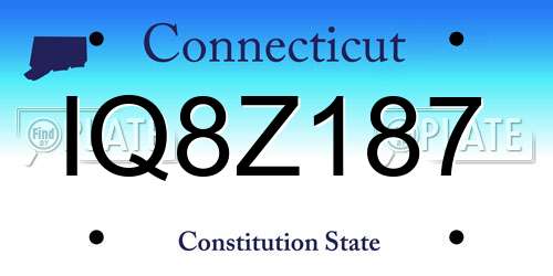 IQ8Z187 Connecticut License Plate