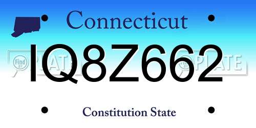 IQ8Z662 Connecticut License Plate