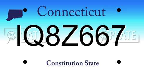 IQ8Z667 Connecticut License Plate