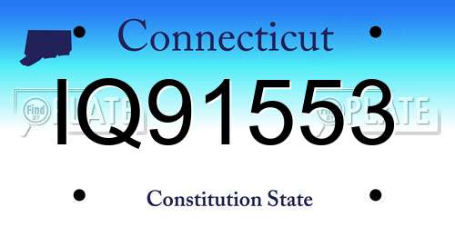 IQ91553 Connecticut License Plate