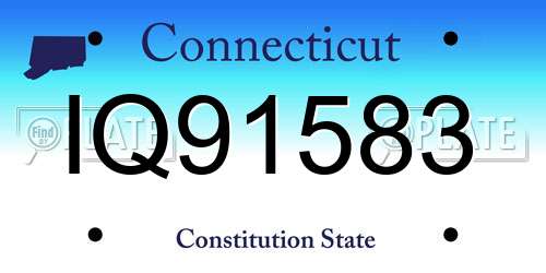 IQ91583 Connecticut License Plate