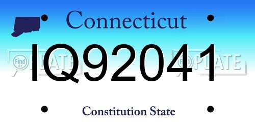 IQ92041 Connecticut License Plate