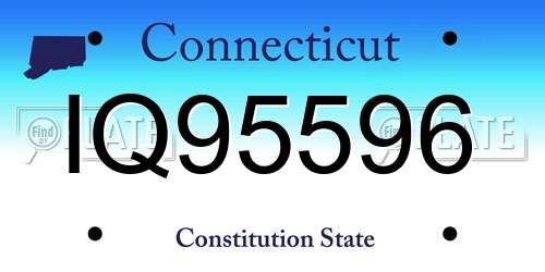 IQ95596 Connecticut License Plate