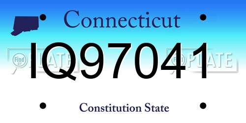 IQ97041 Connecticut License Plate