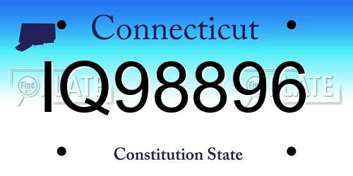 IQ98896 Connecticut License Plate