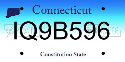 IQ9B596 Connecticut License Plate
