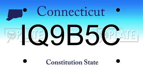 IQ9B5C Connecticut License Plate