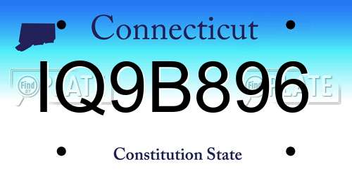 IQ9B896 Connecticut License Plate