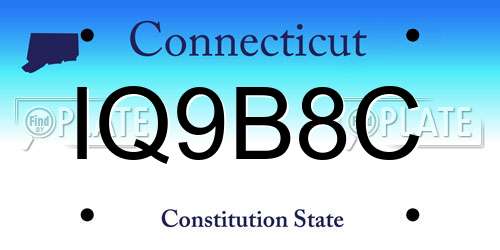 IQ9B8C Connecticut License Plate