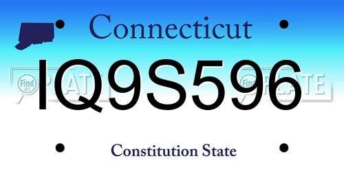 IQ9S596 Connecticut License Plate