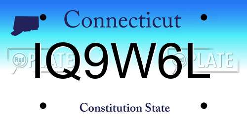 IQ9W6L Connecticut License Plate