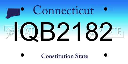 IQB2182 Connecticut License Plate