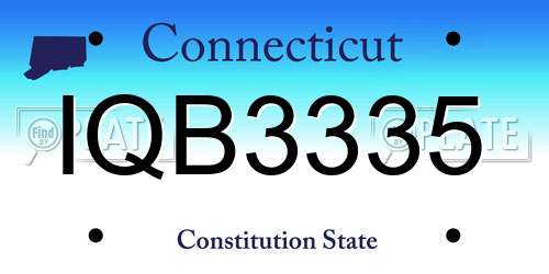 IQB3335 Connecticut License Plate