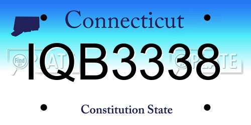 IQB3338 Connecticut License Plate