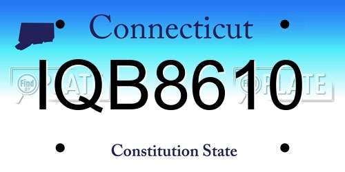 IQB8610 Connecticut License Plate