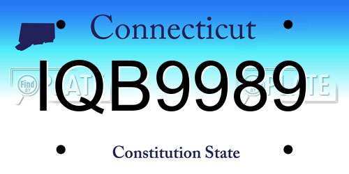 IQB9989 Connecticut License Plate