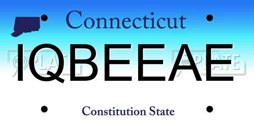 IQBEEAE Connecticut License Plate