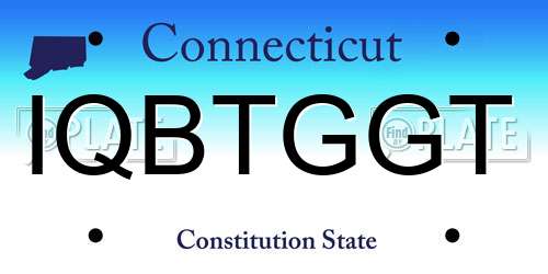 IQBTGGT Connecticut License Plate