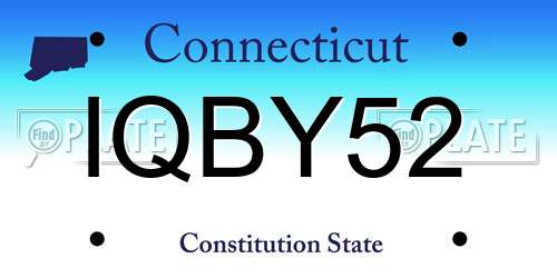 IQBY52 Connecticut License Plate