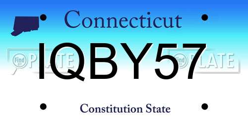 IQBY57 Connecticut License Plate