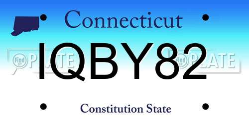 IQBY82 Connecticut License Plate