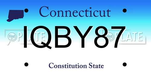 IQBY87 Connecticut License Plate