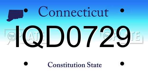 IQD0729 Connecticut License Plate