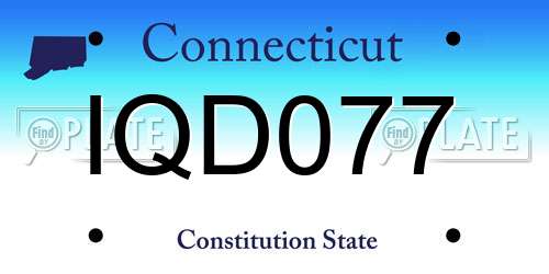 IQD077 Connecticut License Plate