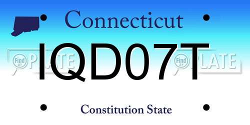 IQD07T Connecticut License Plate