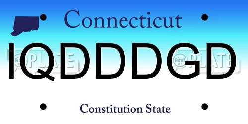 IQDDDGD Connecticut License Plate