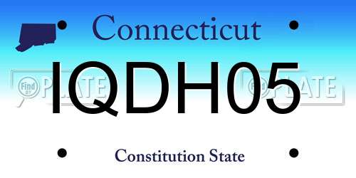 IQDH05 Connecticut License Plate