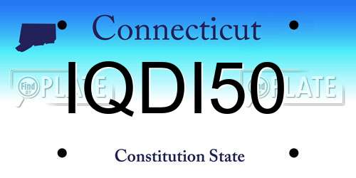 IQDI50 Connecticut License Plate