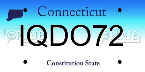IQDO72 Connecticut License Plate