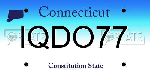 IQDO77 Connecticut License Plate