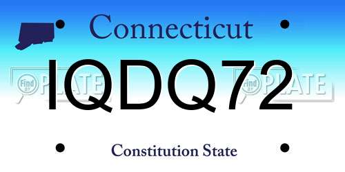 IQDQ72 Connecticut License Plate