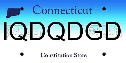 IQDQDGD Connecticut License Plate