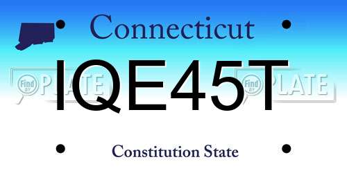 IQE45T Connecticut License Plate