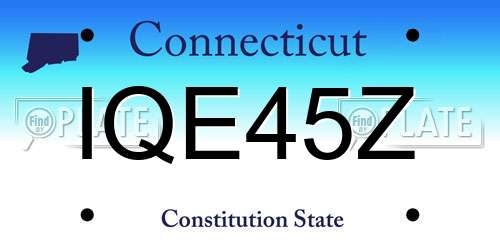 IQE45Z Connecticut License Plate