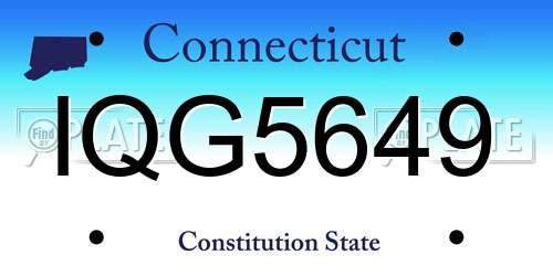 IQG5649 Connecticut License Plate